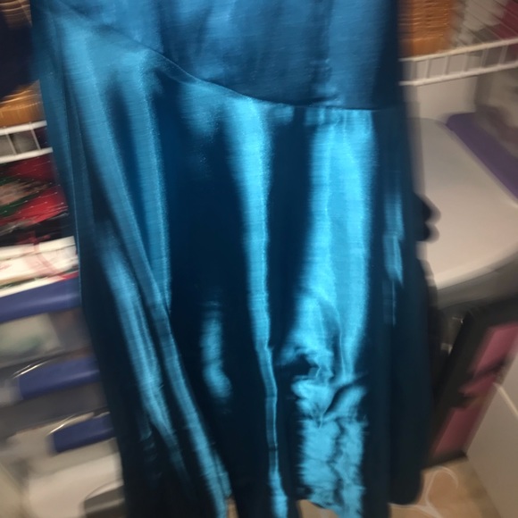 Blue sequin strapless prom formal dress size 1/2 - Picture 4 of 5